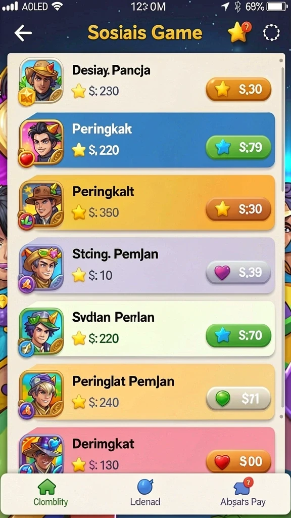 Antarmuka utama permainan yang menarik dan user-friendly.